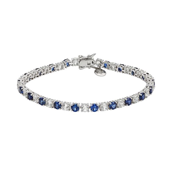 Lab-Created Blue & White Sapphire Sterling Silver Bracelet