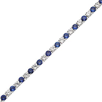 Lab-Created Blue & White Sapphire Sterling Silver Bracelet