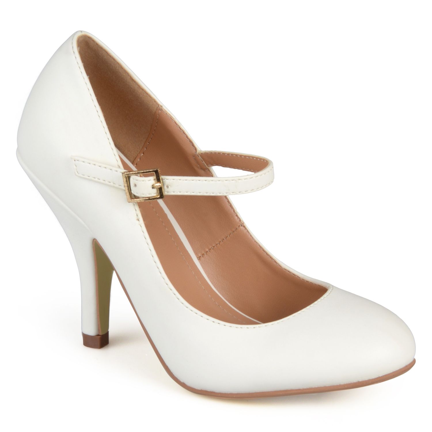 white mary jane heels