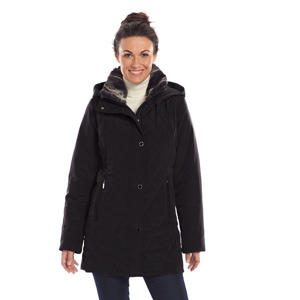 Women's Croft & Barrow® Hooded Quilted Stadium Jacket