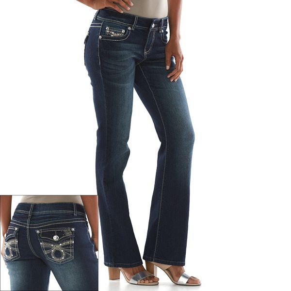 APT 9 MID RISE BOOTCUT JEANS EMBELLISHED POCKETS NWT MSRP $50-$64 CRYSTAL ACCENT