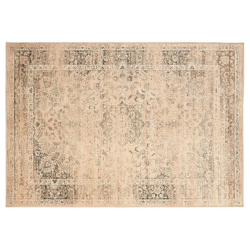 Safavieh Vintage Distressed Shah Abbas Floral Rug, Med Beige, 4X5.5 Ft