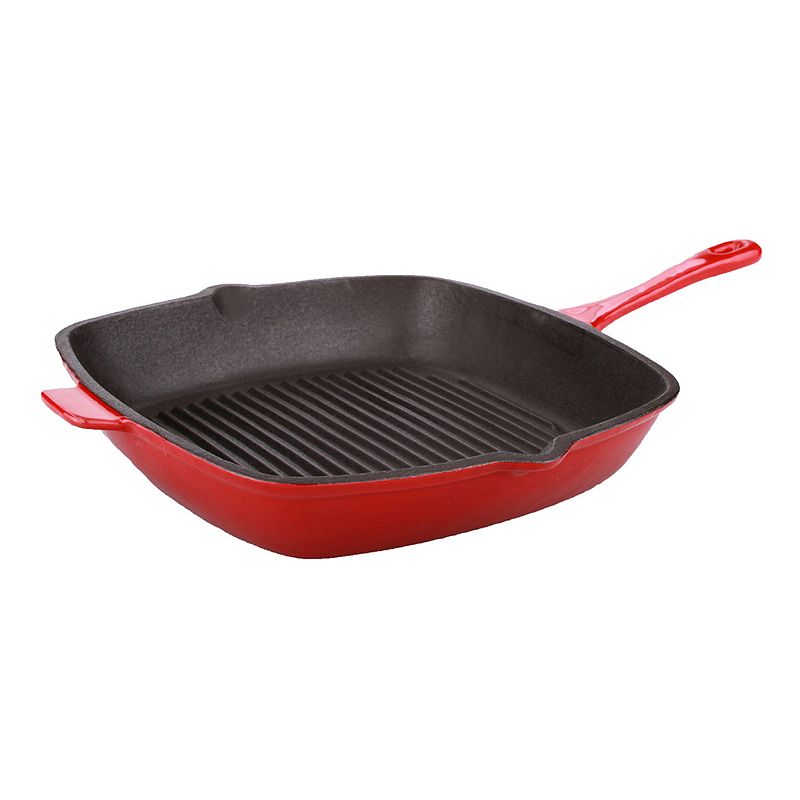 BergHOFF Neo 11-in. Square Cast Iron Grill Pan, Red, 11