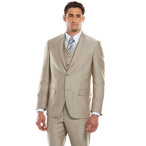 Men's Savile Row Modern-Fit Tan Herringbone Suit Jacket