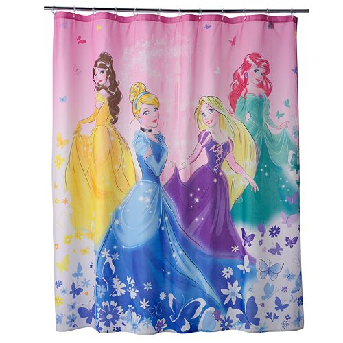 Disney Princess Ariel Belle Cinderella Rapunzel Fabric Shower