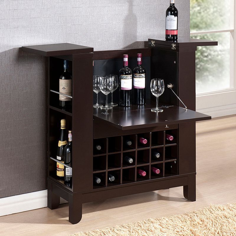 Baxton Studio Modesto Dry Bar & Wine Cabinet, Dark Brown
