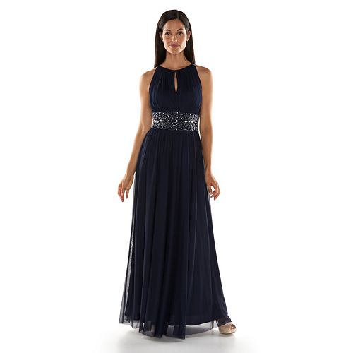 Jessica Howard Beaded Halter Evening Gown - Women's