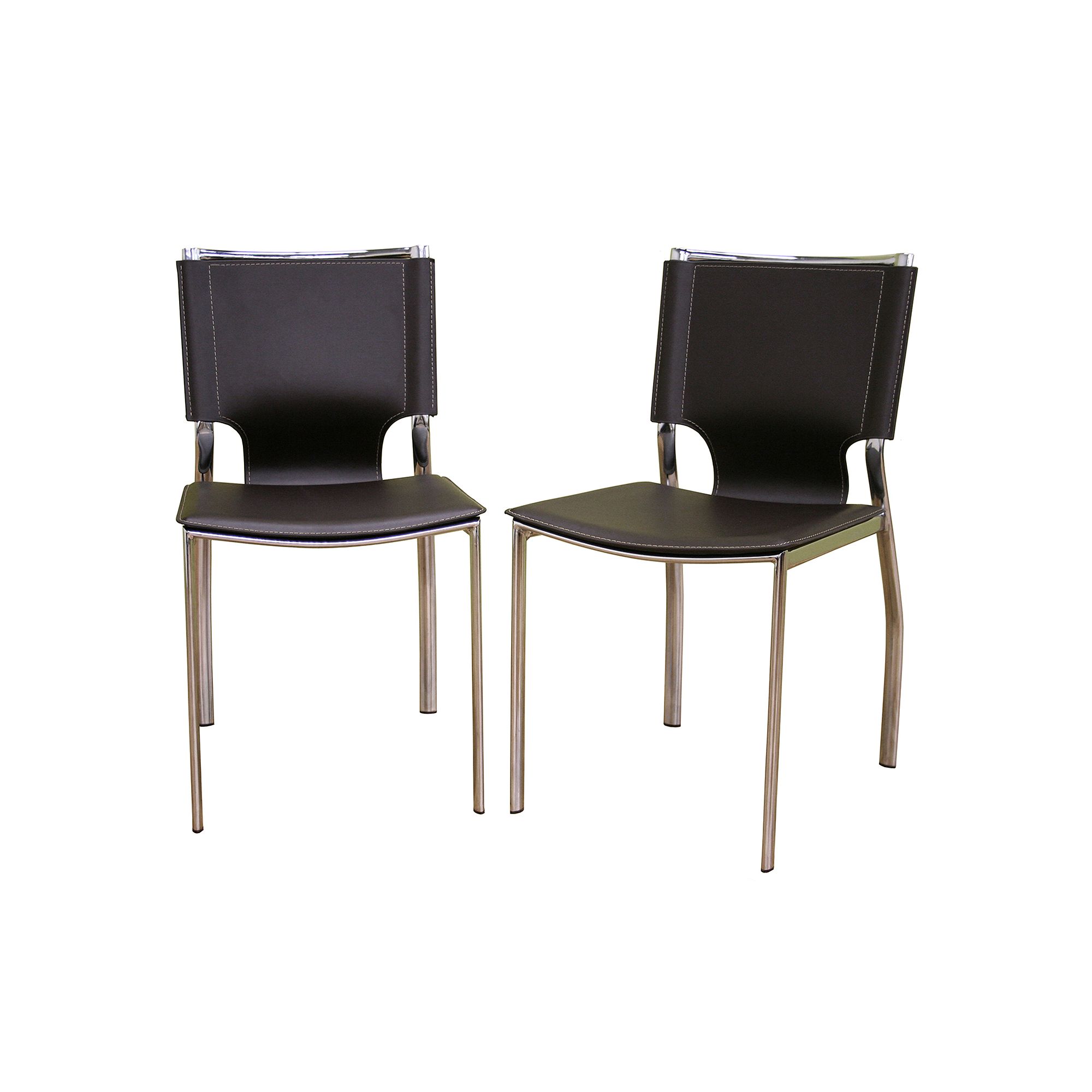 Baxton Studio 2-Piece Leather Dining Chair Set, Brown