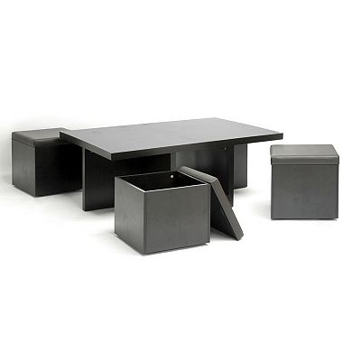 Baxton Studio Prescott 5-Piece Modern Table & Stool Set
