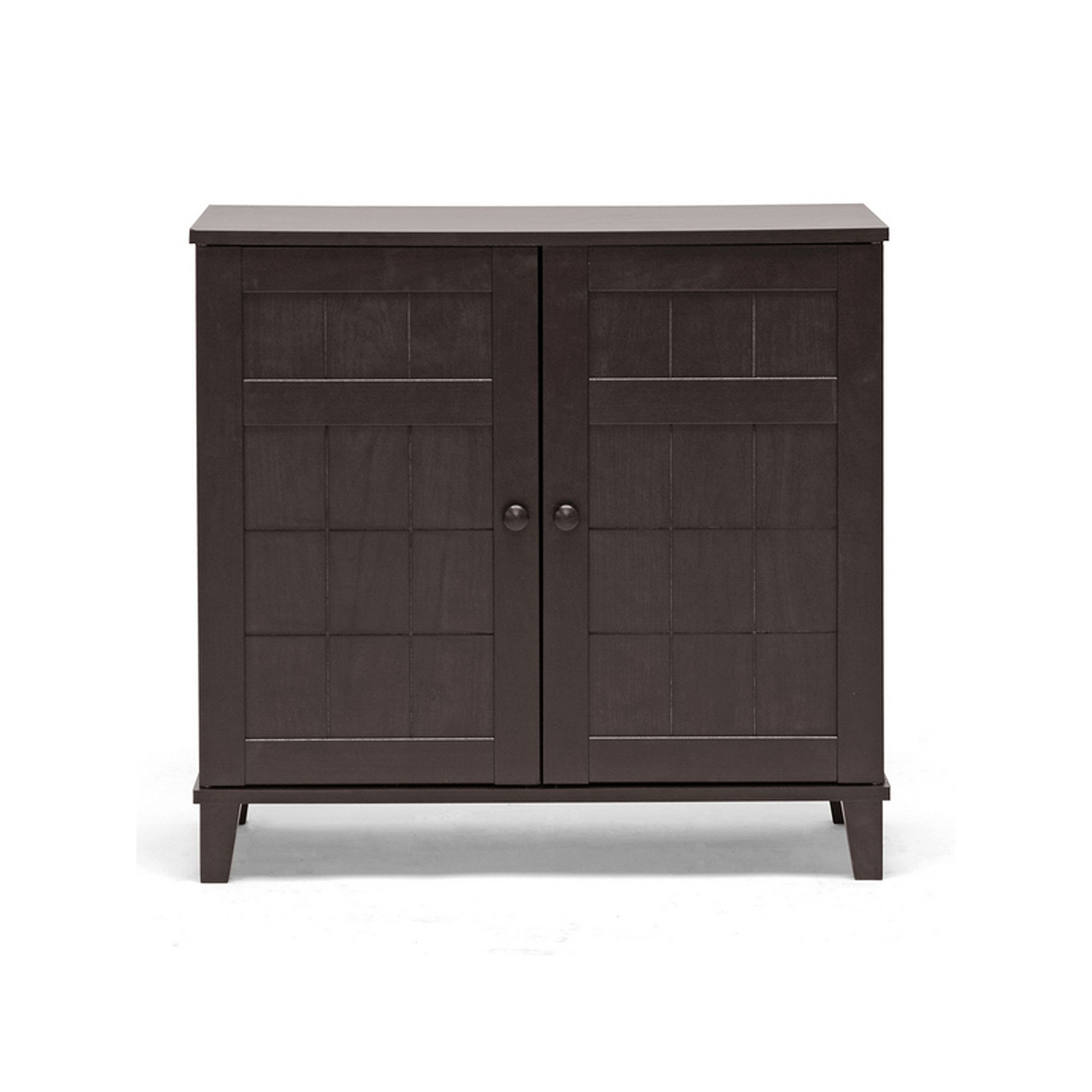 Baxton Studio Glidden Wood Modern Short Shoe Cabinet, Dark Brown