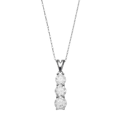 1 Carat T.W. Diamond 10k White Gold 3-Stone Pendant Necklace