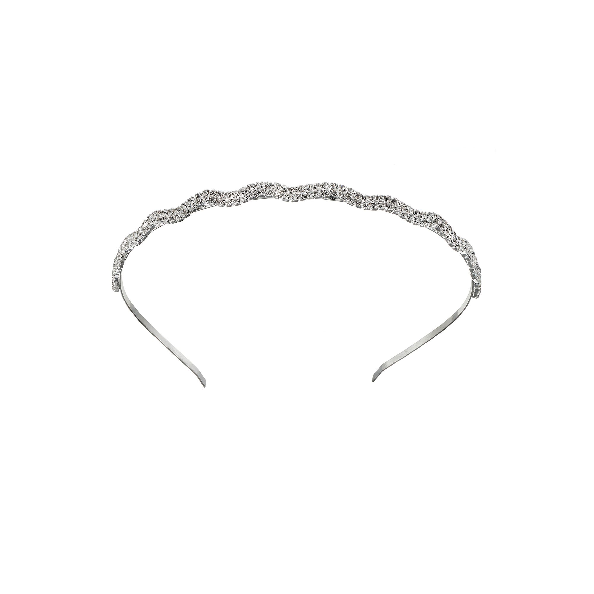 Vieste Simulated Crystal Wavy Headband, Silver Tone