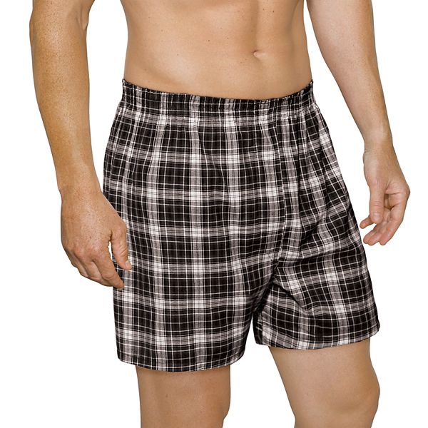 Mens Boxer Shorts Check Woven Cotton Elastic Waist Loose Fit Underwear 3 pack 