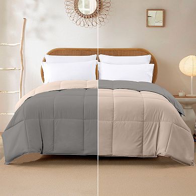Modern Threads Solid Down-Alternative Reversible Comforter