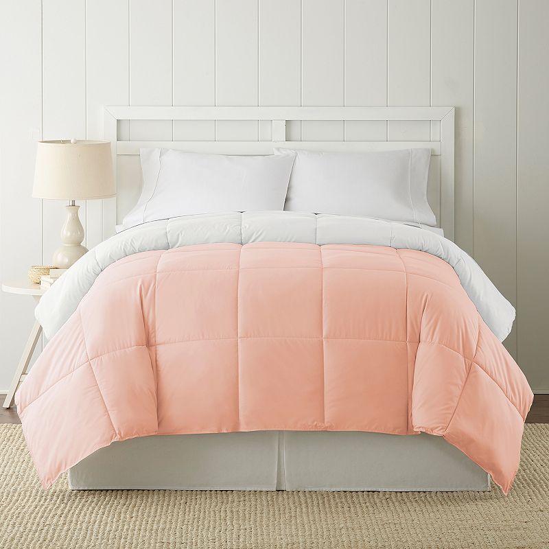 Solid Down-Alternative Reversible Comforter, Pink, King
