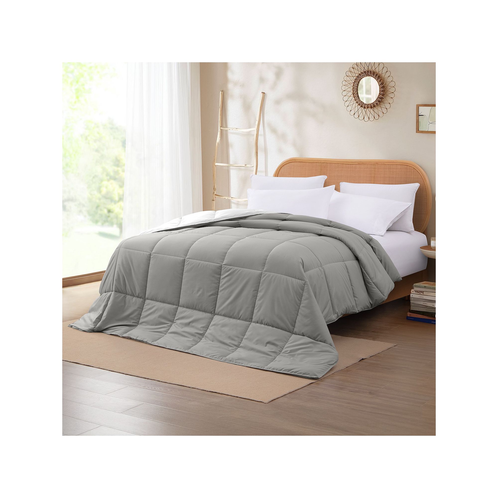 Modern Threads Solid Down-Alternative Reversible Comforter, Gray