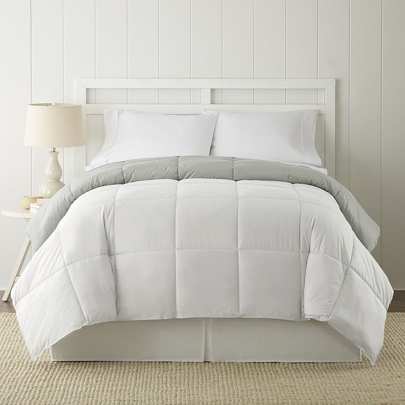 Solid Down-Alternative Reversible Comforter, Grey, King