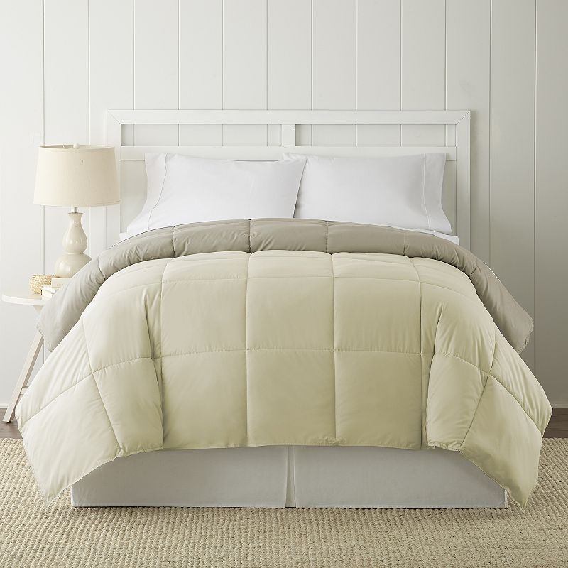 Solid Down-Alternative Reversible Comforter, Natural, Queen