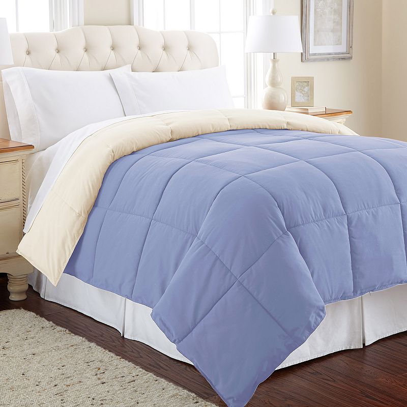 Solid Down-Alternative Reversible Comforter, Blue, Queen