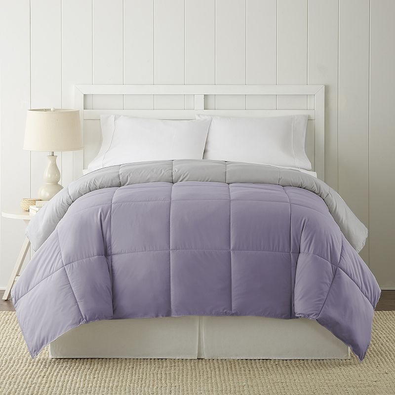 Solid Down-Alternative Reversible Comforter, Purple, Queen
