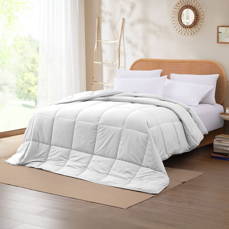 Solid Down-Alternative Reversible Comforter, White, Twin