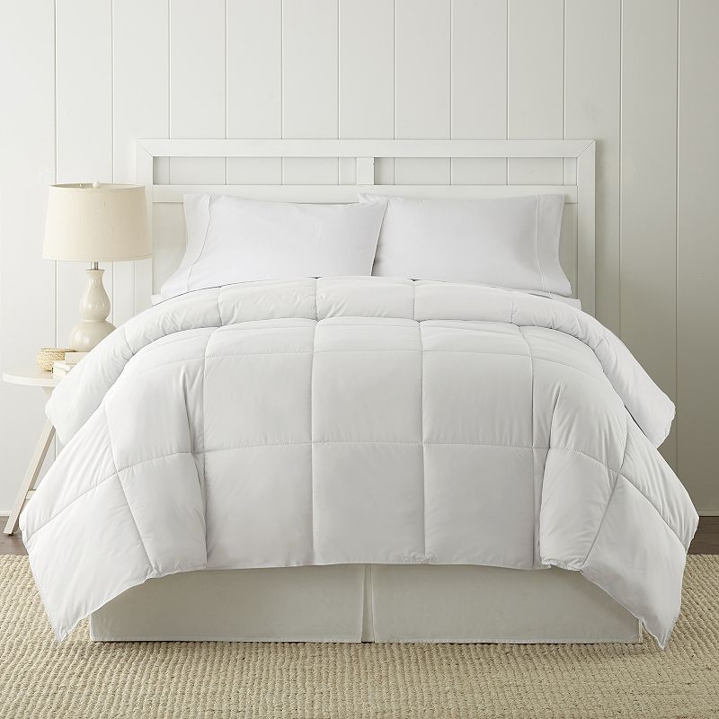 Solid Down-Alternative Reversible Comforter, White, Twin
