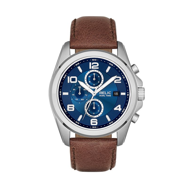 Relic by Fossil Men's Daley Leather Watch, Size: Large, Brown Tone