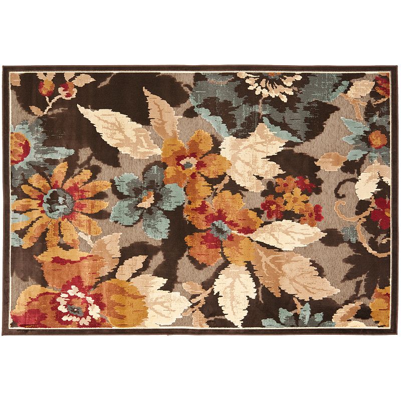 Safavieh Paradise Painted Floral Rug, Dark Brown, 4X5.5 Ft