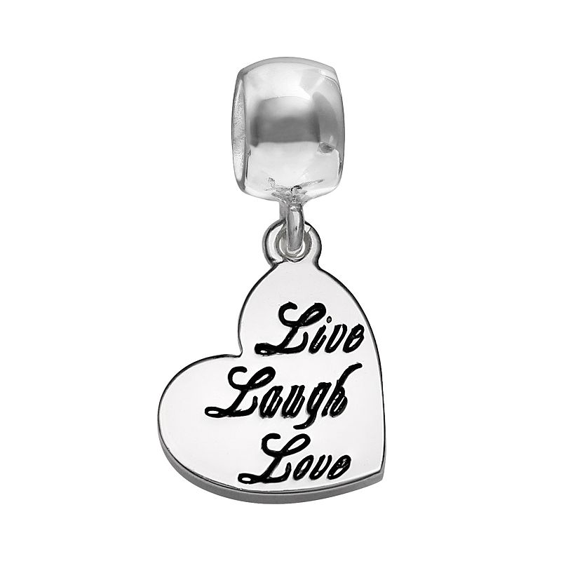 Individuality Beads Sterling Silver Live Laugh Love Heart Charm, Women