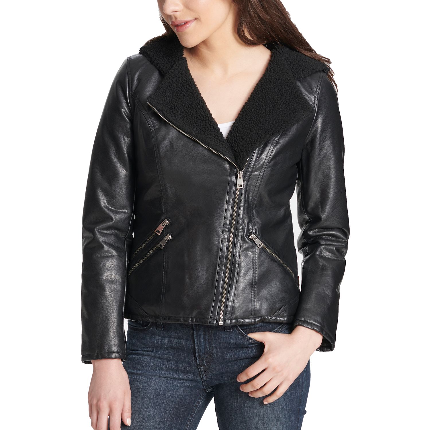 levi's oversize faux leather moto jacket