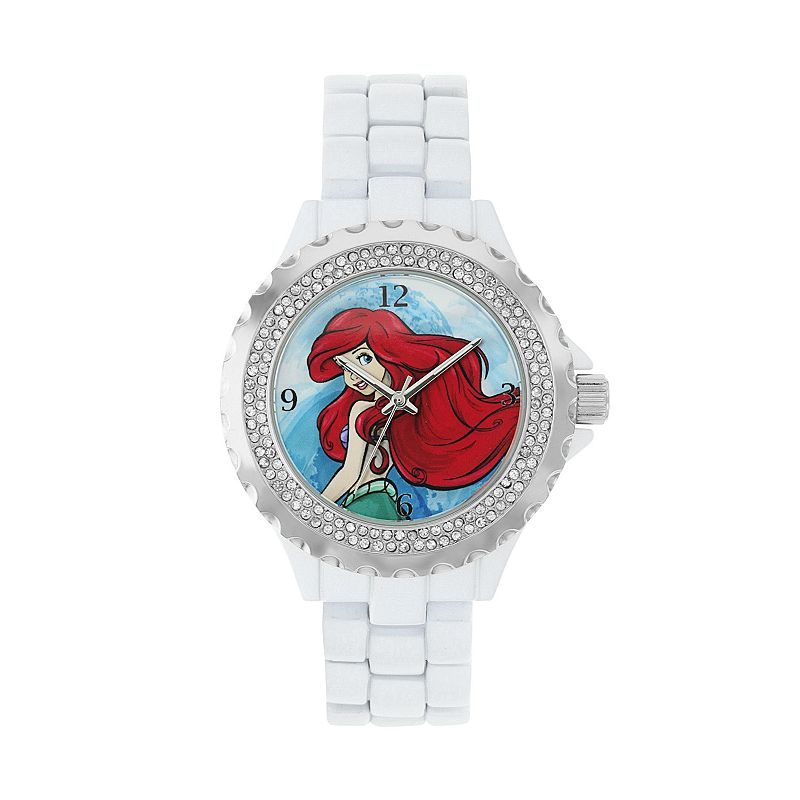 Disneys The Little Mermaid Ariel Womens Crystal Watch, White
