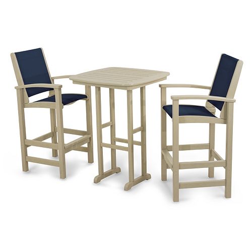 POLYWOOD® 3-piece Coastal Outdoor Bar Chair & Table Set