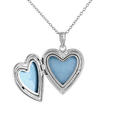 Stella Grace Sterling Silver Handprint Heart Locket Necklace
