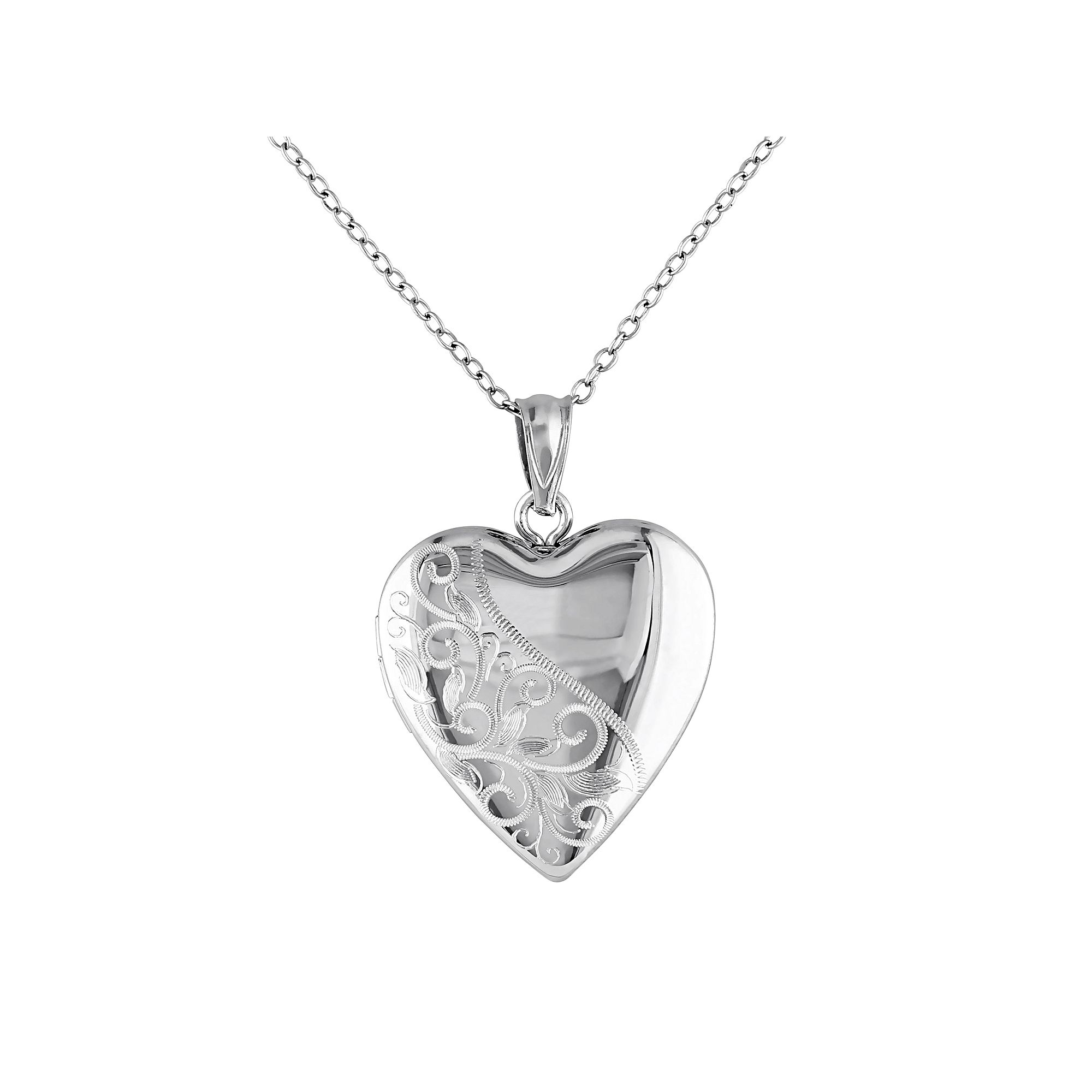 Stella Grace Sterling Silver Filigree Heart Locket Necklace, Womens, Size