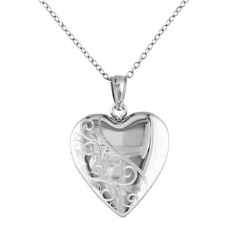 Stella Grace Sterling Silver Filigree Heart Locket Necklace