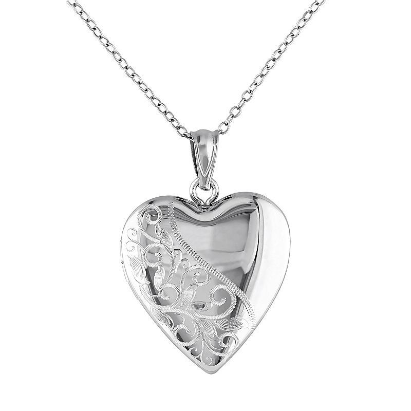 Stella Grace Sterling Silver Filigree Heart Locket Necklace, Womens, Size