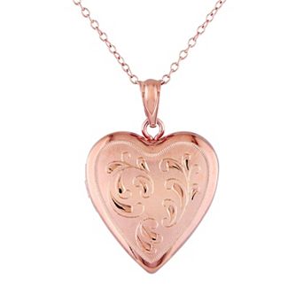 Stella Grace Pink Rhodium-Plated Sterling Silver Filigree Heart Locket Necklace