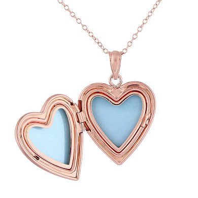 Stella Grace Pink Rhodium-Plated Sterling Silver Filigree Heart Locket Necklace