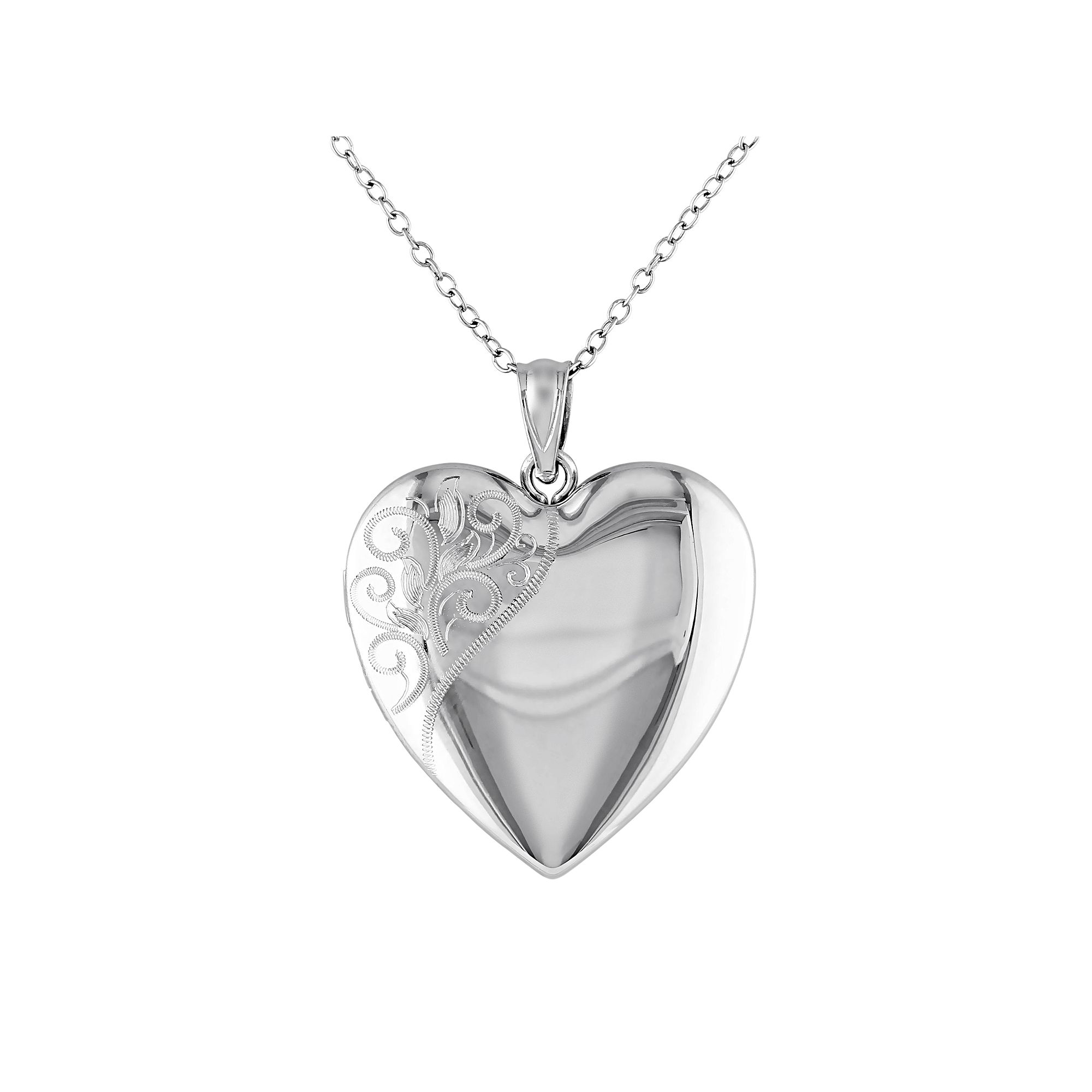 Stella Grace Sterling Silver Filigree Heart Locket Necklace, Womens, Size