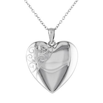 Stella Grace Sterling Silver Filigree Heart Locket Necklace