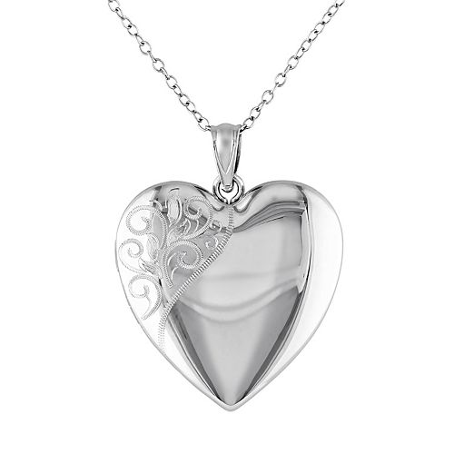 Stella Grace Sterling Silver Filigree Heart Locket Necklace