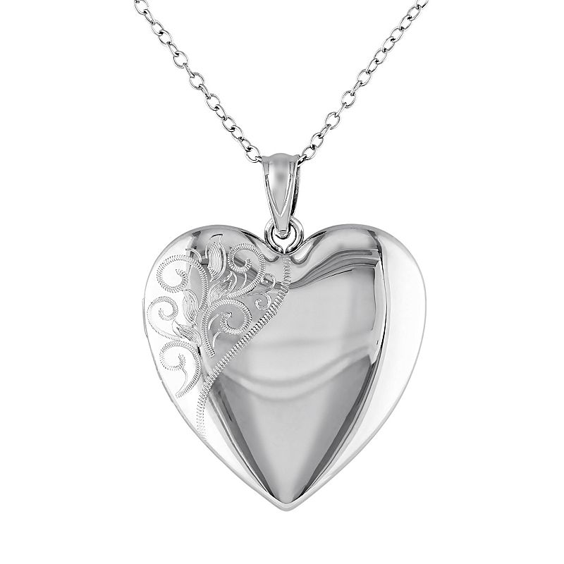 Stella Grace Sterling Silver Filigree Heart Locket Necklace, Womens, Size