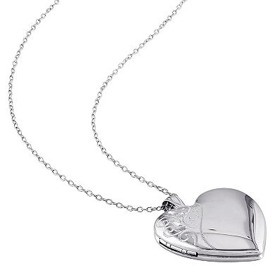 Stella Grace Sterling Silver Filigree Heart Locket Necklace