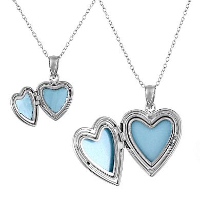 Stella Grace Sterling Silver Butterfly Heart Locket Necklace Set