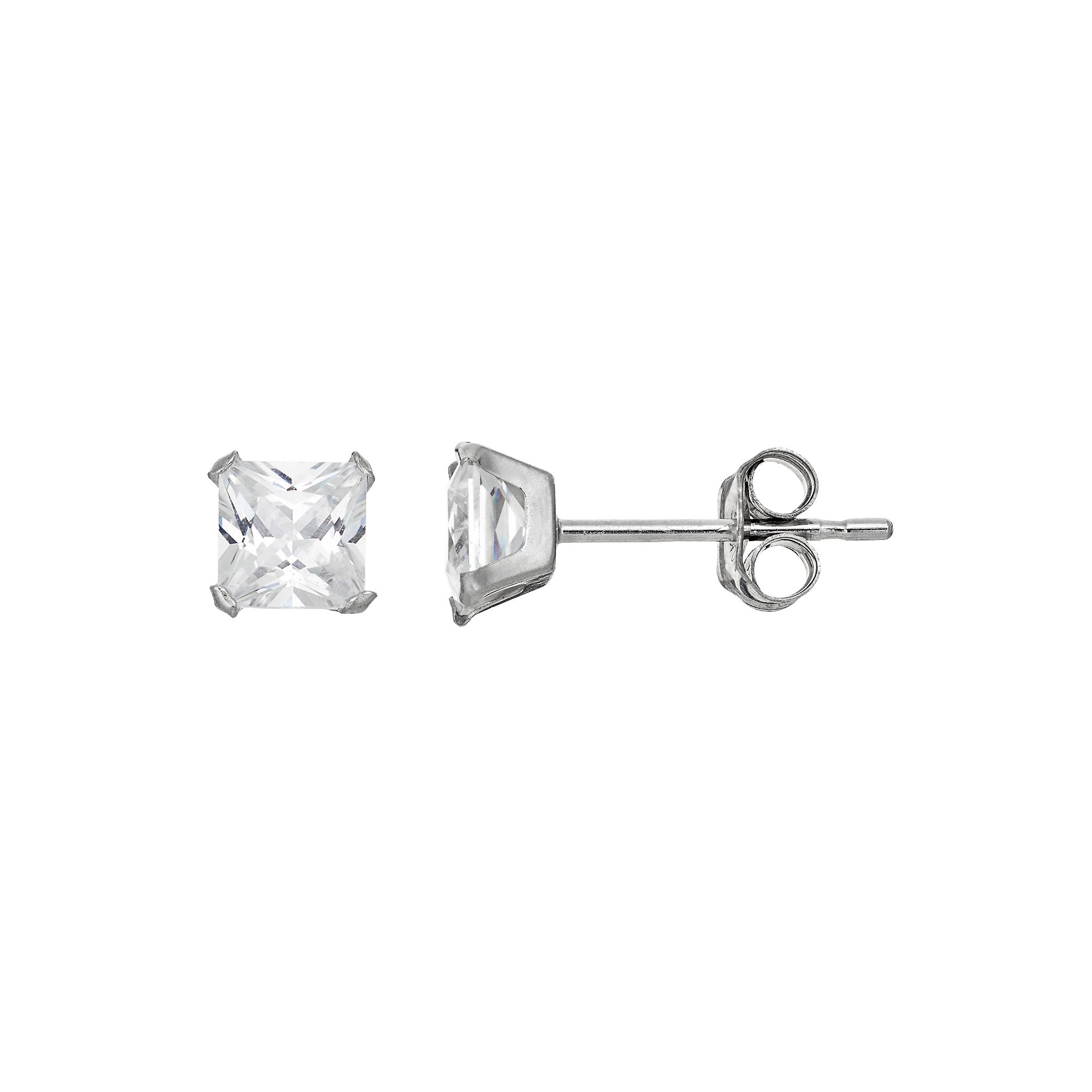 Taylor Grace Cubic Zirconia 10k White Gold Stud Earrings, Womens, 10k Whgo