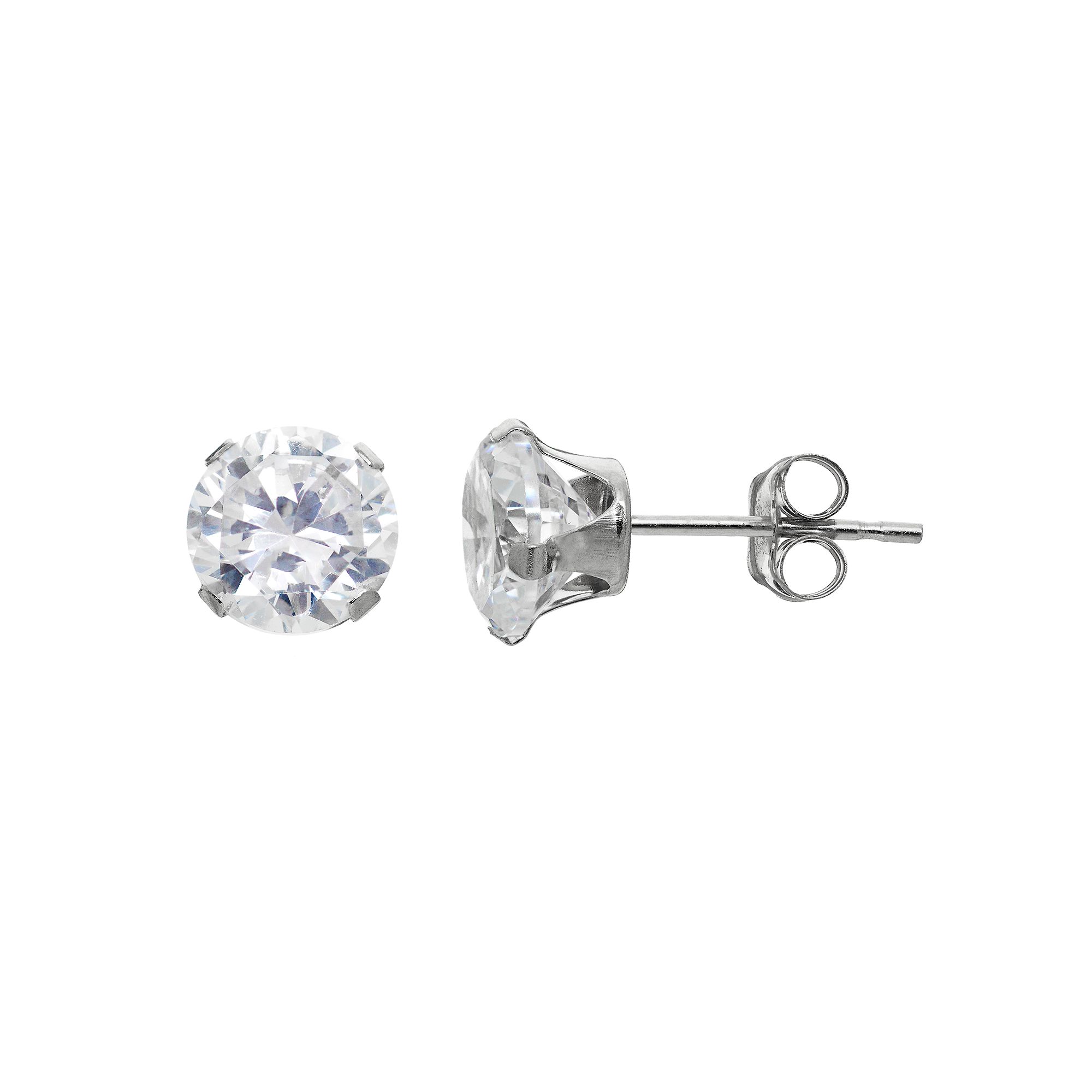Taylor Grace Cubic Zirconia 10k White Gold Stud Earrings, Womens, 10k Whgo
