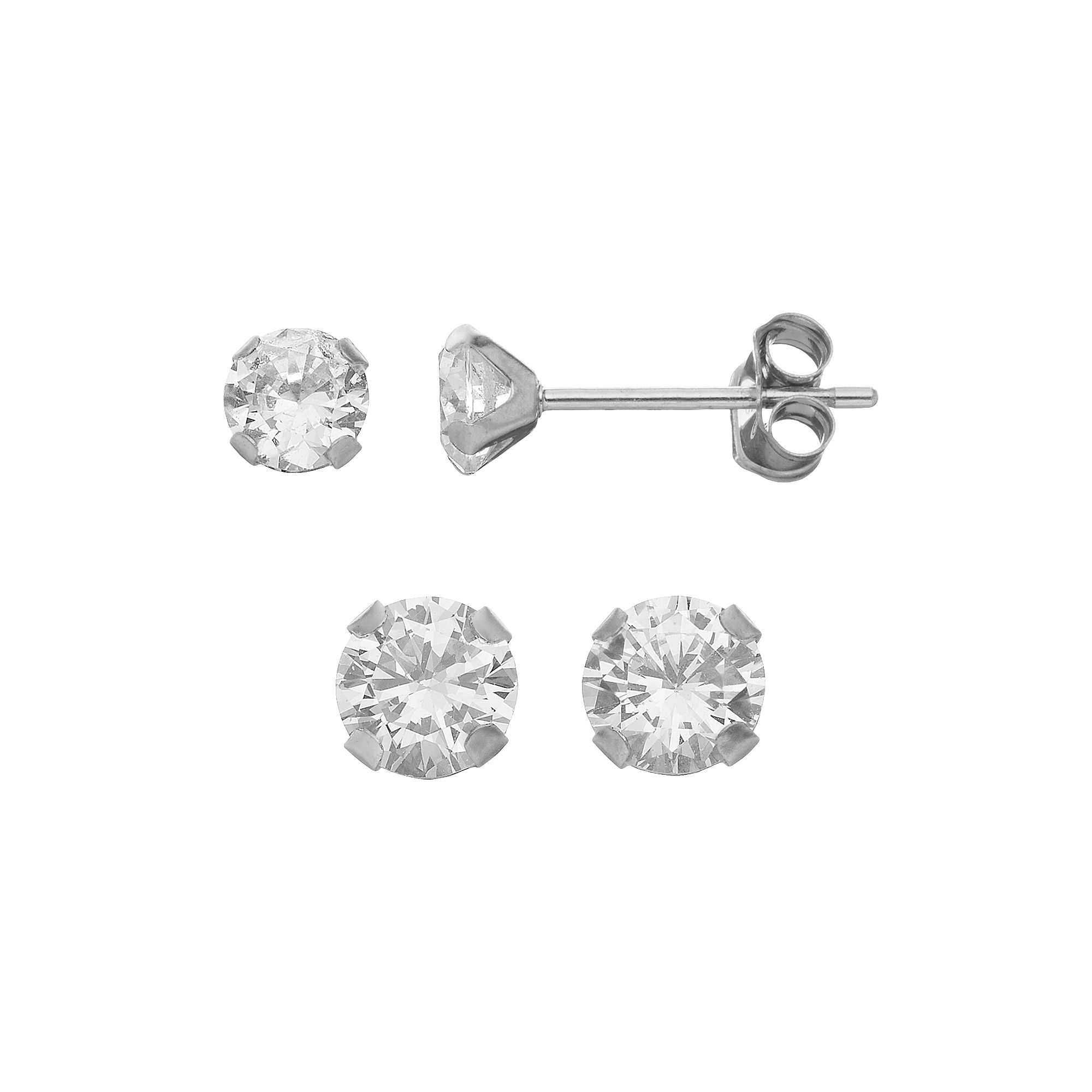 Taylor Grace Cubic Zirconia 10k White Gold Stud Earring Set, Womens, 10k W