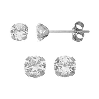 Taylor Grace Cubic Zirconia 10k White Gold Stud Earring Set