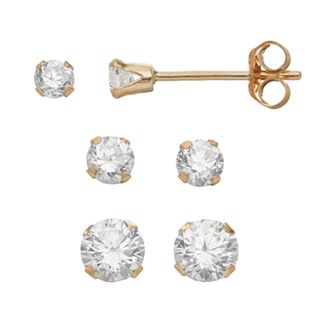 Taylor Grace Cubic Zirconia 10k Gold Stud Earring Set