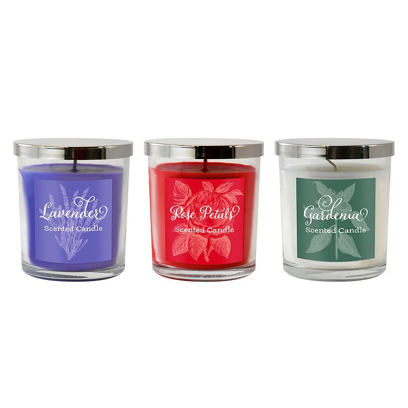 LumaBase 3-piece Floral Collection 18-oz. Jar Candle Set, Multicolor